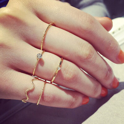 

New 5pcsset Wholesale Jewelry Charm Gold Silver Color Finger Rings For Women Summer Ring Drop Shipping Free Shipping