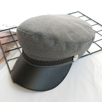 

Black Berets Autumn&Winter British Retro-Ancient Baitao Wool Navy Hat Net Red Octagonal Hat Female Korean Chao-Japanese System