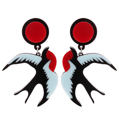 

1 Pair New Alloy Punk Rock Stud Earrings Exaggeration Dangle Birds Parrot Stud Earrings For Women Fashion Jewelry