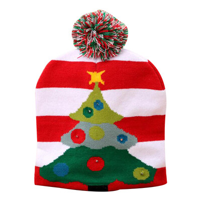 

HOT Designs LED Christmas Hats Beanie Sweater Christmas Santa Hat Light Up Knitted Hat for Kid Adult For Christmas Party