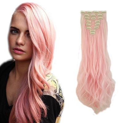 

8 PcsSet Fashion Long Curly Wavy Straight Clip In Hair Extension Sexy Heat Resistant Party Hair Natural Synthetic Hair For Women