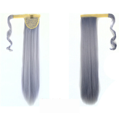 

Gobestart Real New Clip In Human Hair Extension Straight Pony Tail Wrap Around Ponytail