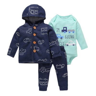 

Baby Boy Clothes Sets Long-Sleeved Coat Trousers Boys Cartoon Letter Love Print Pants Hooded Jacket