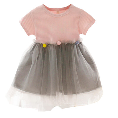 

Summer Sweet And Lovely Girl Dress Fashion Korean Princess Dress Stitching Design Mesh Dress