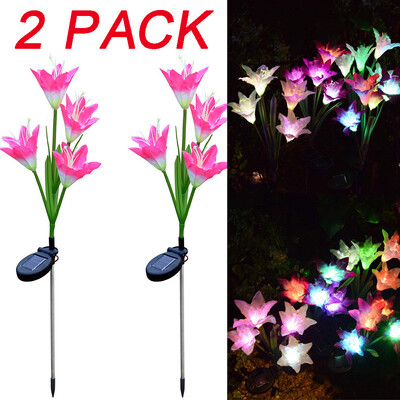 

〖Follure〗2 Pcs Lily Flower Solar Powered Garden Stake Lights Artificial Flowers LED Light
