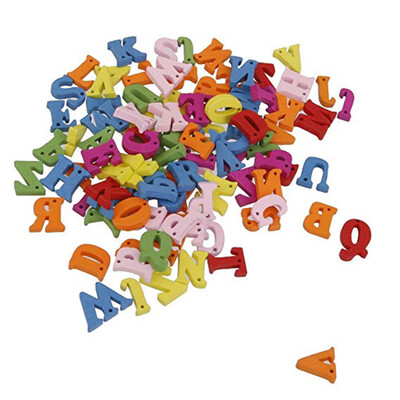 

100pcs Wooden Letters DIY with Holes 26 Multicolor English Alphabet Kids Early Education Crafts Toys