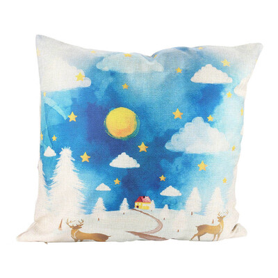 

Tailored Merry Christmas Print Pillowcase Linen Cotton Sofa Cushion Cover Home Decor