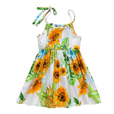 

Baby Girl Clothes Lace Up Floral Print Cotton Children Toddler Girls Dresses Summer 2018 Casual Princess Kids Dress