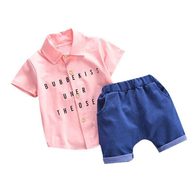 

Summer Baby Boys Short Sleeve Letter Print Tops Blouse ShirtShorts Children Casual Outfits Sets Baby Boy Clothes