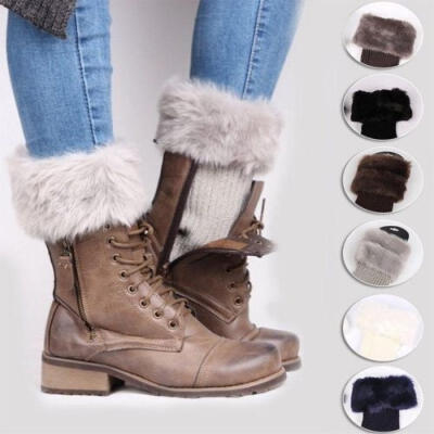 

Womens Ladies Winter Knitted Fur Boot Cuffs Knit Toppers Boot Socks Legs Warmers