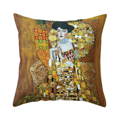 

Vintage Khaki Imagining Figure Painting Pillowcase with Invisible Zipper Home Retro Pillowcase for Living Room Washable