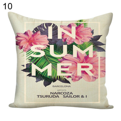 

Letters Flower Green Plants Square Pillow Case Cushion Cover Sofa Bed Car Decor
