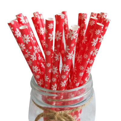 

Christmas Paper Drinking Straws Disposable Tableware Red Happy Birthday Wedding Decorations Party Supplies Favor Girl& Party