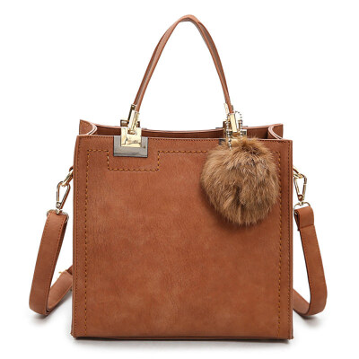 

Vintage Solid Color Faux Leather Pompom Women Shoulder Bag Crossbody Handbag