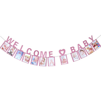 

Baby Theme Photo Frame Pull Flag Frame Banner First Happy Birthday Decoration 1st For Little Boys Girl My 1 Year Old Evening