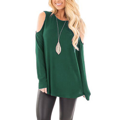 

Tailored Women Casual Backless O-Neck Solid Long Sleeve Loose T-Shirt Top Blouses