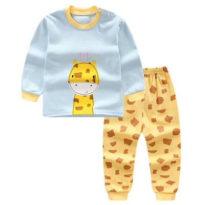 

1-4Y 2PCS Autumn Spring New Style Boys Girls Long-sleeved Underwear Suit Children Soft Cotton Sports Pajamas Kids Clothing