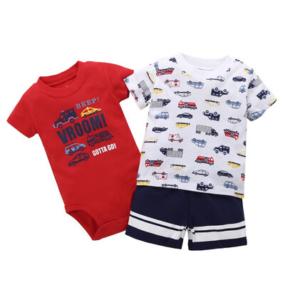 

Baby Sets Teamsters Baby Boy & Girl Clothing Set Short T-shirt Shorts or Romper 3 pcs Set 0-24M