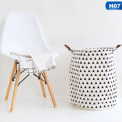 

UK Useful Baby Kids Toy Canvas Laundry Basket Storage Bag Leather HandleH01