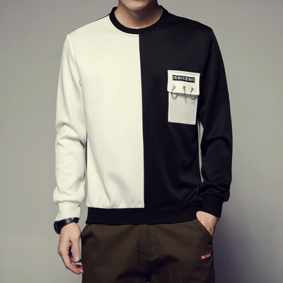 

Toponeto Mens New Style Casual Fashion Patchwork O-Neck Long Sleeves Sweatershirt Tops