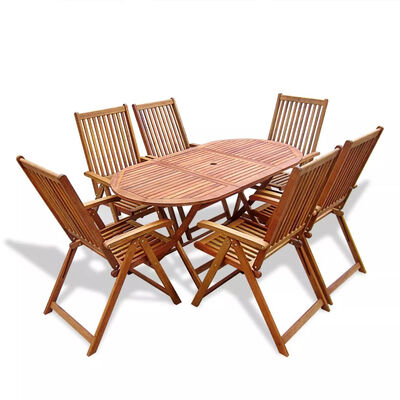 

7 Piece Outdoor Dining Set Solid Acacia Wood