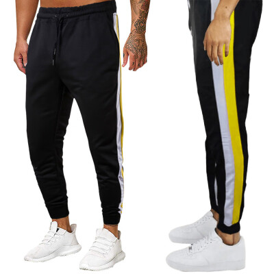 

Gobestart Mens Casual Fitness Patchwork Bodybuilding Pocket Skin Full Length Sports Pants