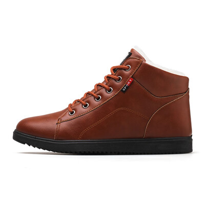 

fashion winter boots men shoes warm fur snow boots pu leather winter work shoes men ankle winter footwear for men boots 2019