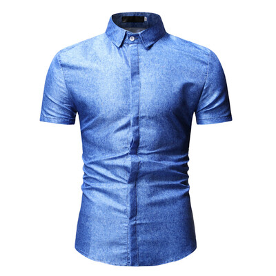 

Tailored Mens Summer Fashion Casual Comfort Solid Color Lapel Short Sleeve Top Blouse