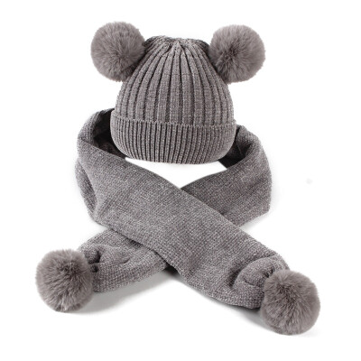

Baby Winter Warmer Scarf Ball Design Hat Infant Cotton Collar Scarves Neckerchiefs Headwear Set