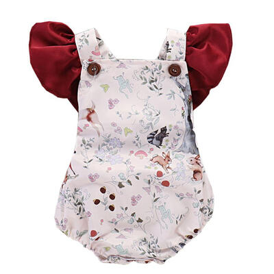 

New Baby Bodysuit Lovely Printing Infant Jumpsuit Pure Cotton Short Sleeve Boys Girls Baby Clothes