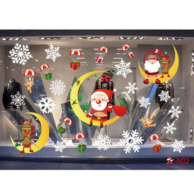 

Christmas Window Decor Cartoon Shape Sticker Funny Cute Christmas Decoration Window Sticker