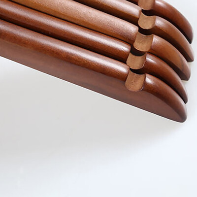 

Retro Strong Solid Wooden Clothes Coat Hanger with Non-slip Shoulder Notches&360 Degree Anti-rust Chrome Hook