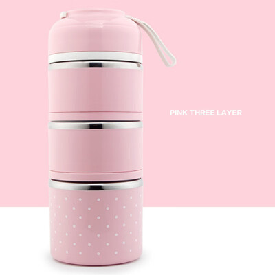 

Creative Dinnerware Sets Handheld Japanese-style multi-layer stainless steel for Kids Food Container