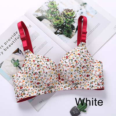 

five-color one-piece Bra Gathered Adjustable Shoulder Strap Four Rows Of Buckles Without Steel Support Printed Bra 3