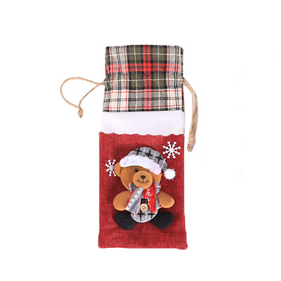 

Christmas Red Wine Bottle Cover Bags Dinner Table Home Party Decoration Suitable