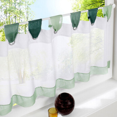 

Embroidery Curtains Fabrics Short Coffee Beautiful Colorful Flowers Window Treatments Kitchen Bar Short Curtains