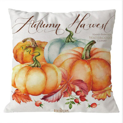 

High Quality Halloween Watercolor Pumpkin Cushions Cover Home Decor Linen Pillow Cover Car Sofa Throw Pillows Pillowcase