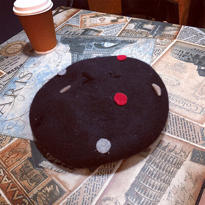 

Autumn&winter new fashion polka dot wool stereo berets female Korean wool painter Hat pumpkin bud Hat tide