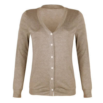 

2019 New Women Autumn Blouse Button V-Neck Casual Wild Long Sleeve Shirt Cotton Knit Solid Color Loose Tops