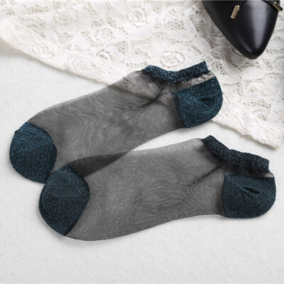 

Mesh Women Socks Silk Female Short Socks Shiny Harajuku Soft Socks Transparent New