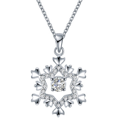 

2019 Fashion Style New Design Birthday Gift Spring Women jewelry zircon Pendant necklace 18-inch 2 color Snow flake Necklace