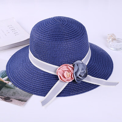 

Japanese ribbon bow bow hand straw hat can fold wide eaves 100 fishing man hat summer sun protection hat female