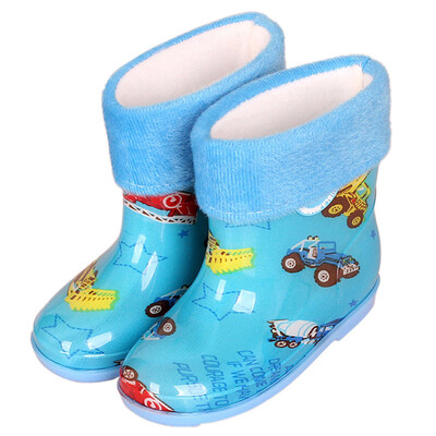 

cartoon childrens rain boots anti-skid plus velvet for girl&boy infant baby boots rubber shoes small kids water shoes