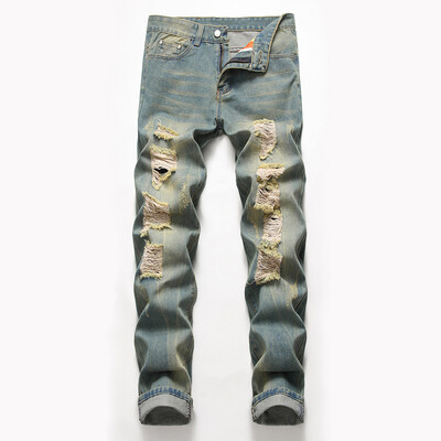 

Gobestart Fashion Mens Casual Personality Printing Slim Fit Denim Jeans Pants