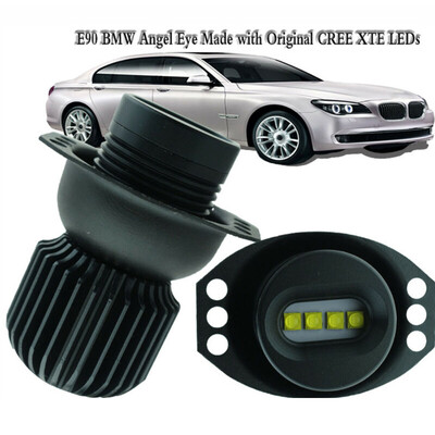 

2 Angel Eye LED Headlight Bulbs For BMW E90 1600LM 40W White With Aluminum Body