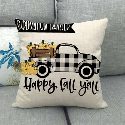 

Halloween Thanksgiving Cotton Linen Pillow Case Pumpkin Pillow Set Pumpkin Truck Maple Leaf Bicycle Cushion Cover