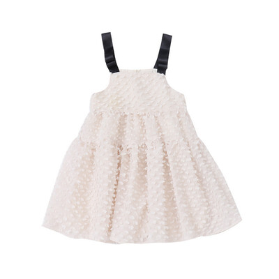 

Children Summer Cute Girls Cotton Cute Breathable Solid Color Lace Bow Sweet Princess Sister Dress