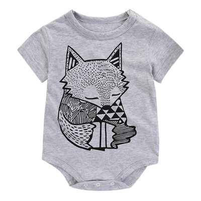 

Baby Girl Short-sleeved Round Neck Romper Popular Cute Creative Cotton Triangle Romper