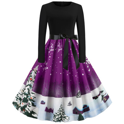 

Tailored Women Vintage Long Sleeve Christmas 1950s Housewife Evening Party Prom Dress