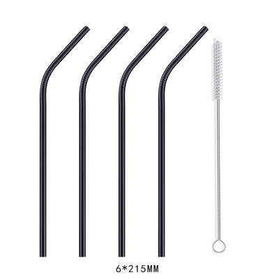 

4 Pcs Stainless Steel Drinking Reusable Straws Cleaner Brush Kit